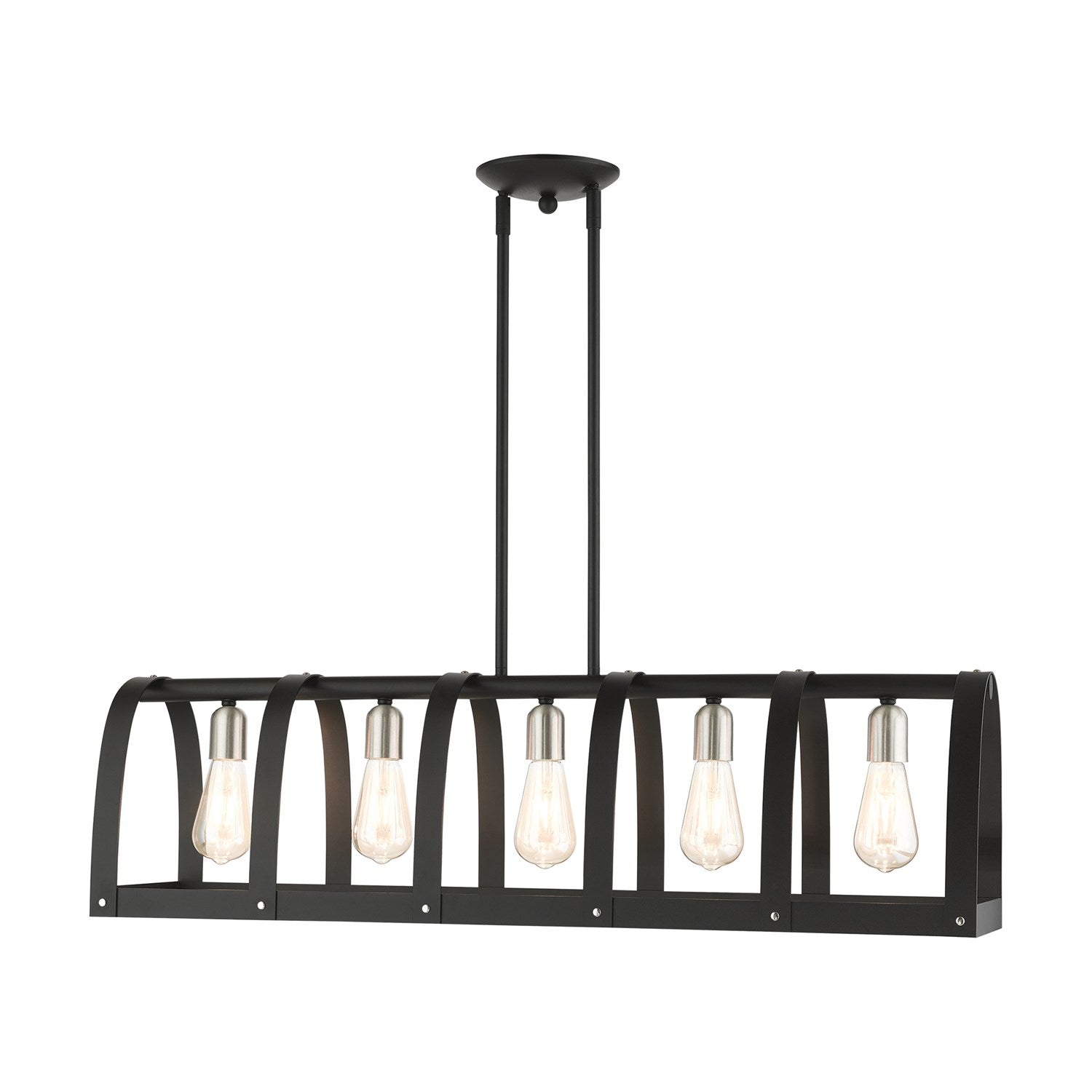 5 Light Textured Black Linear Chandelier by Livex Lighting