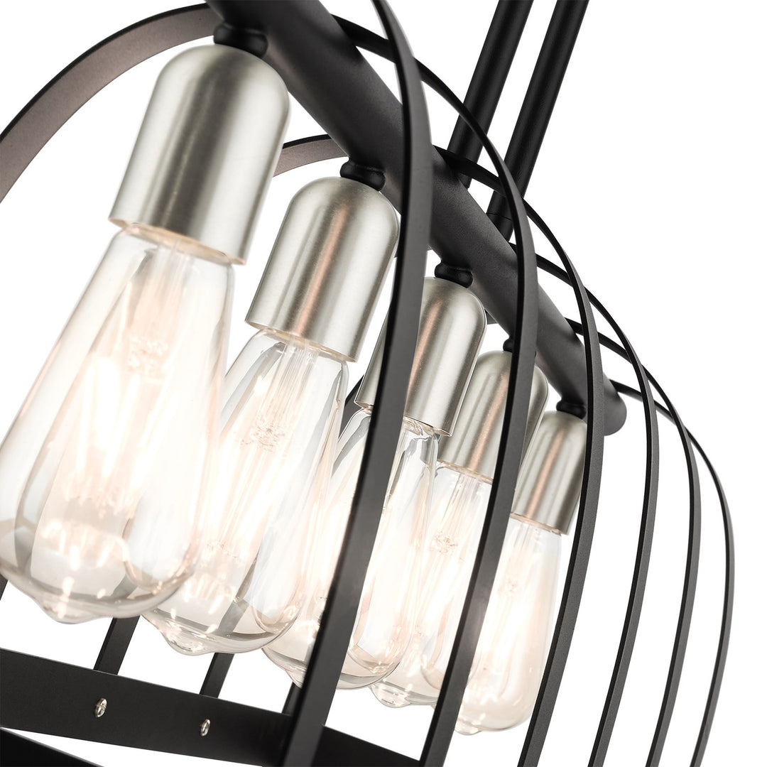 5 Light Textured Black Linear Chandelier