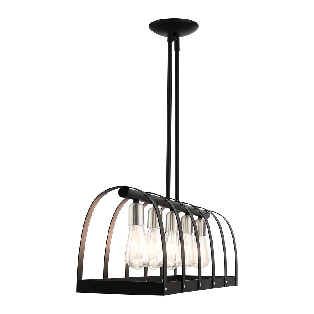 5 Light Textured Black Linear Chandelier