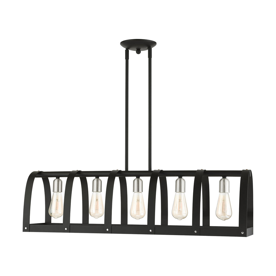 5 Light Textured Black Linear Chandelier