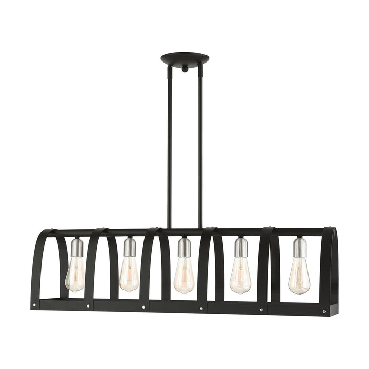 5 Light Textured Black Linear Chandelier