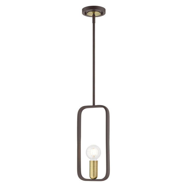 1 Light Bronze With Antique Brass Accents Pendant by Livex Lighting