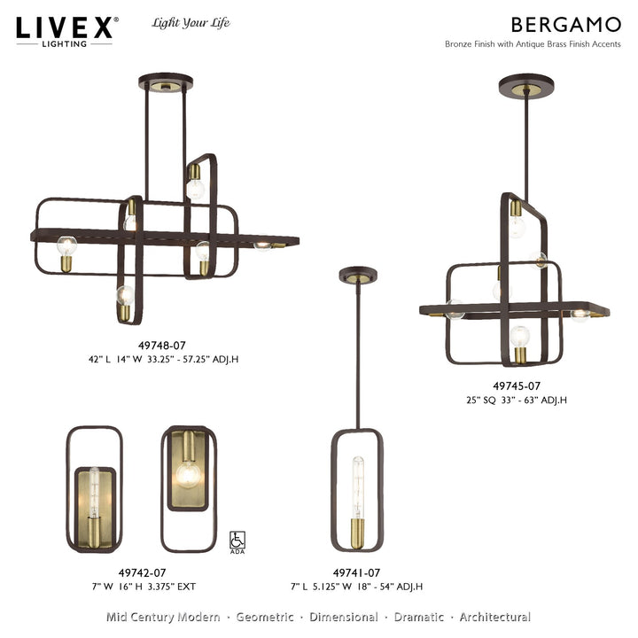 1 Light Bronze With Antique Brass Accents Pendant