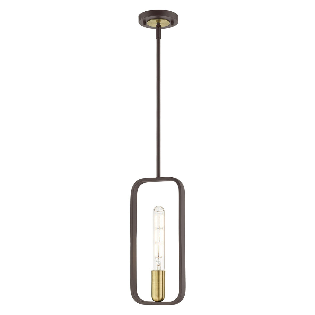 1 Light Bronze With Antique Brass Accents Pendant