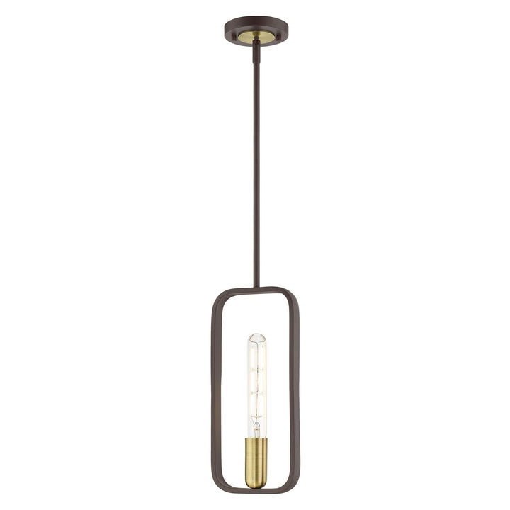 1 Light Bronze With Antique Brass Accents Pendant