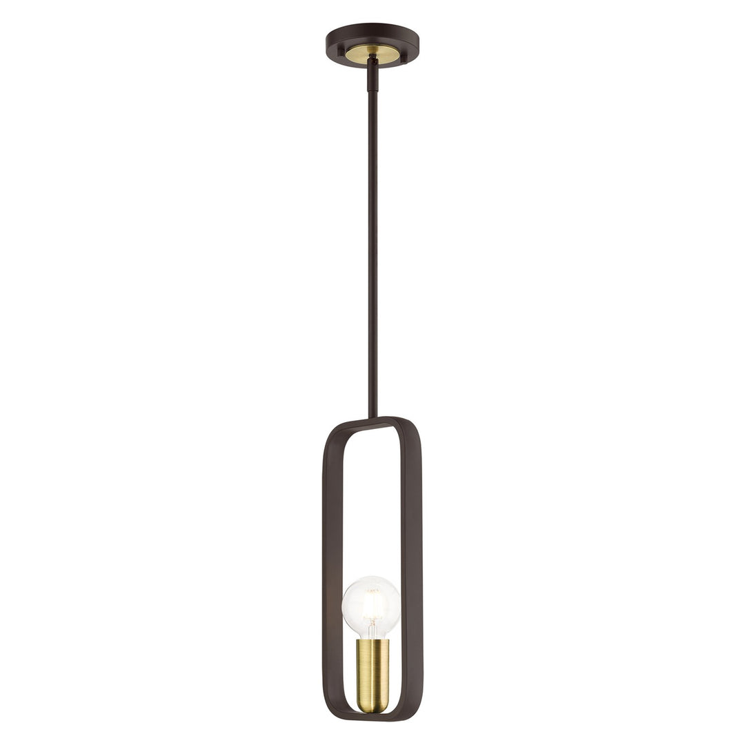 1 Light Bronze With Antique Brass Accents Pendant
