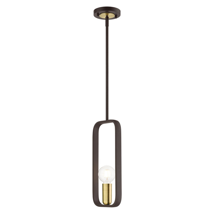 1 Light Bronze With Antique Brass Accents Pendant