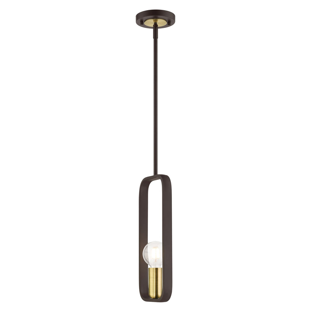 1 Light Bronze With Antique Brass Accents Pendant