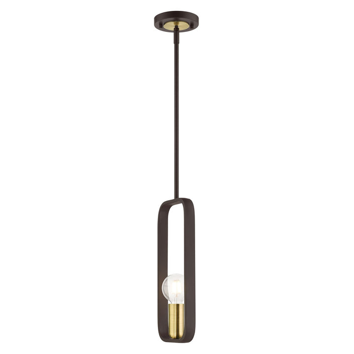 1 Light Bronze With Antique Brass Accents Pendant