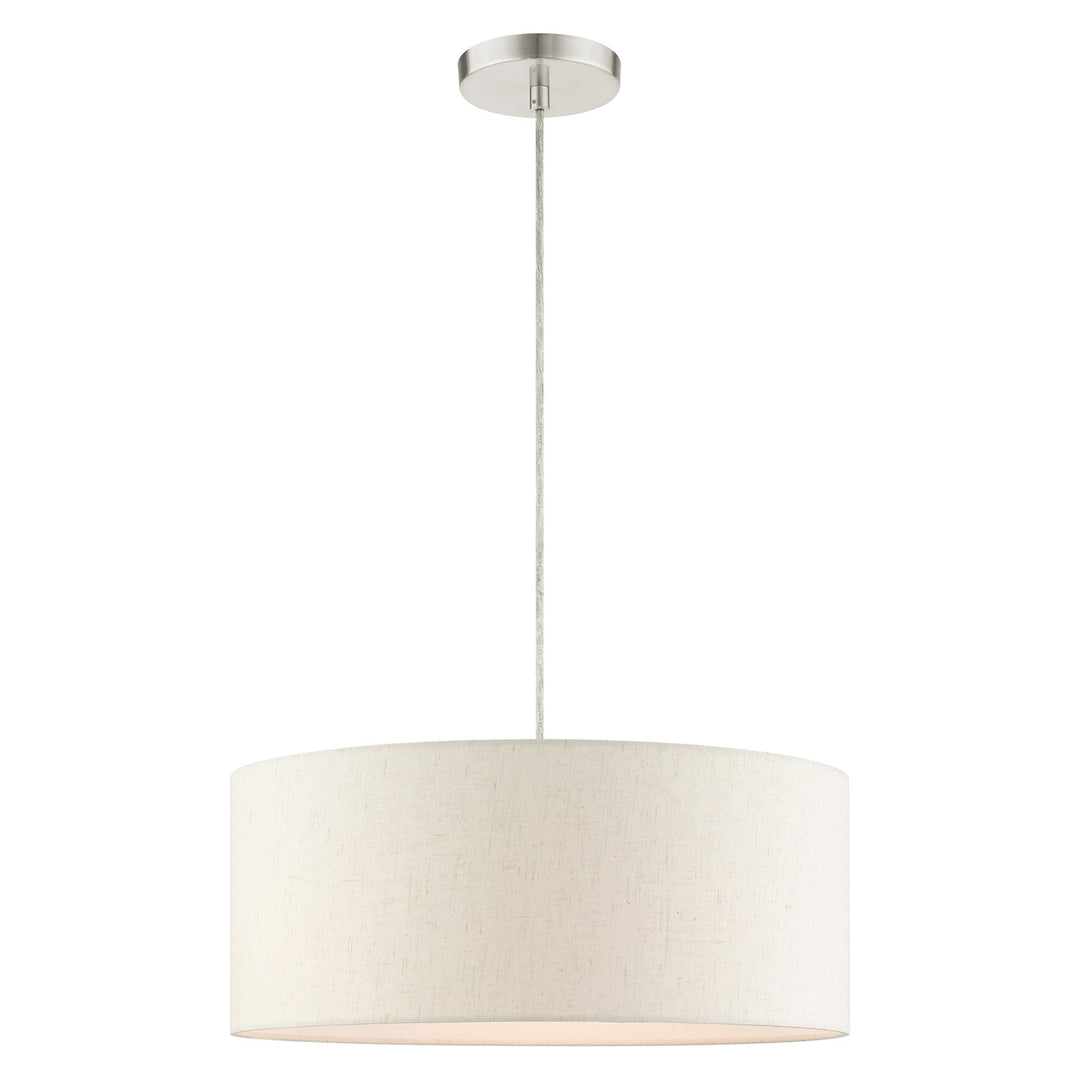 3 Light Brushed Nickel Drum Pendant by Livex Lighting