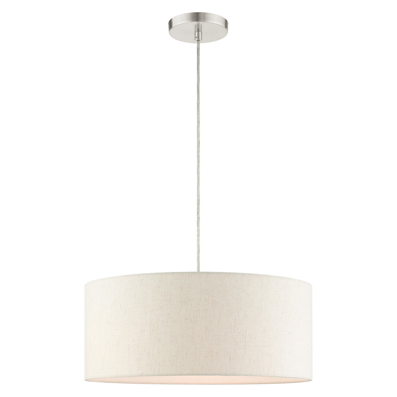 3 Light Brushed Nickel Drum Pendant by Livex Lighting