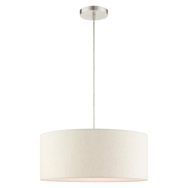 3 Light Brushed Nickel Drum Pendant by Livex Lighting