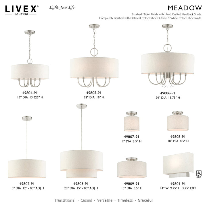 3 Light Brushed Nickel Drum Pendant