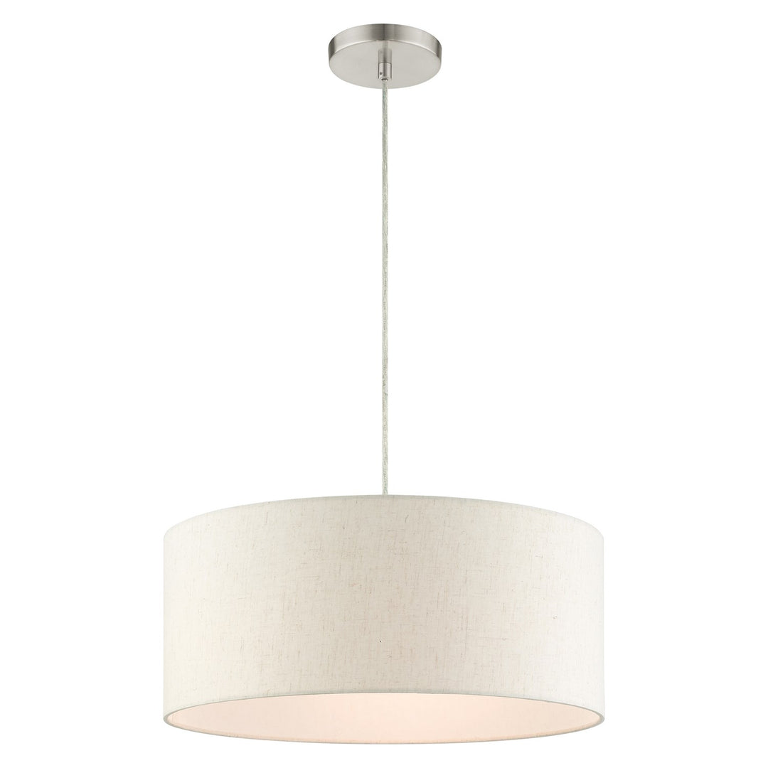 3 Light Brushed Nickel Drum Pendant