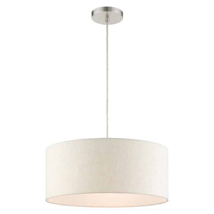 3 Light Brushed Nickel Drum Pendant
