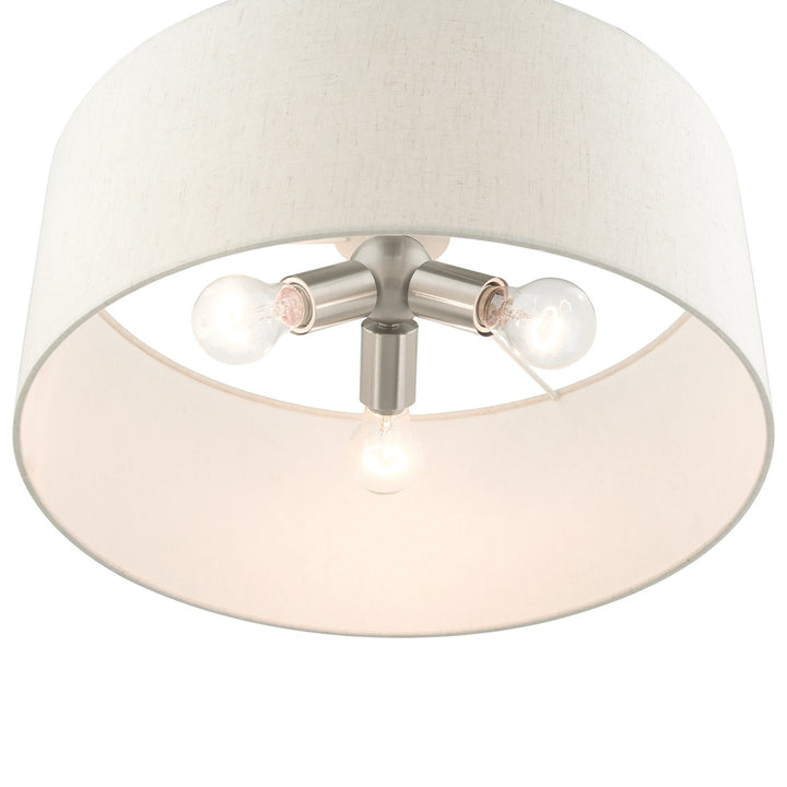 3 Light Brushed Nickel Drum Pendant