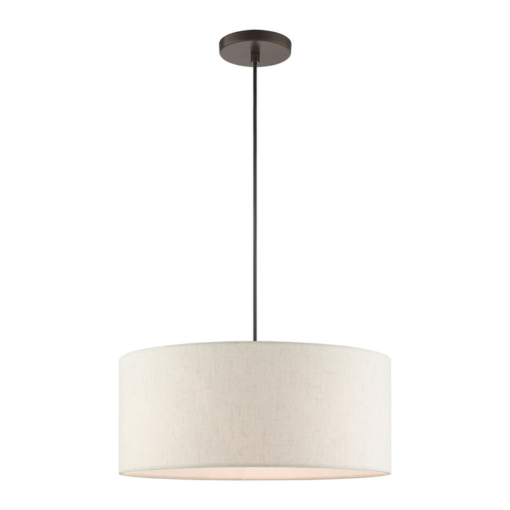 3 Light English Bronze Drum Pendant by Livex Lighting