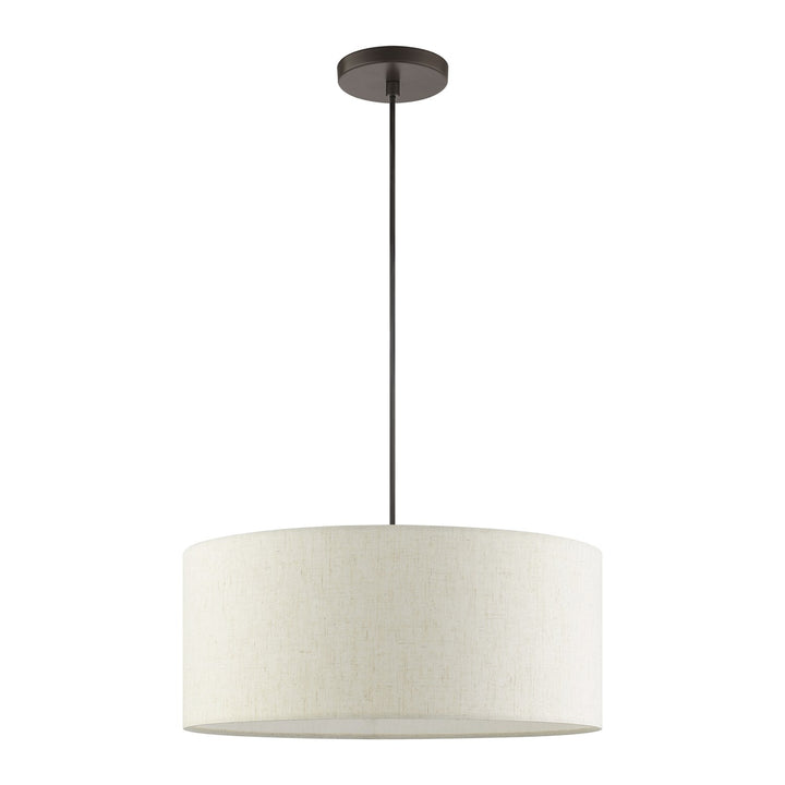 3 Light English Bronze Drum Pendant