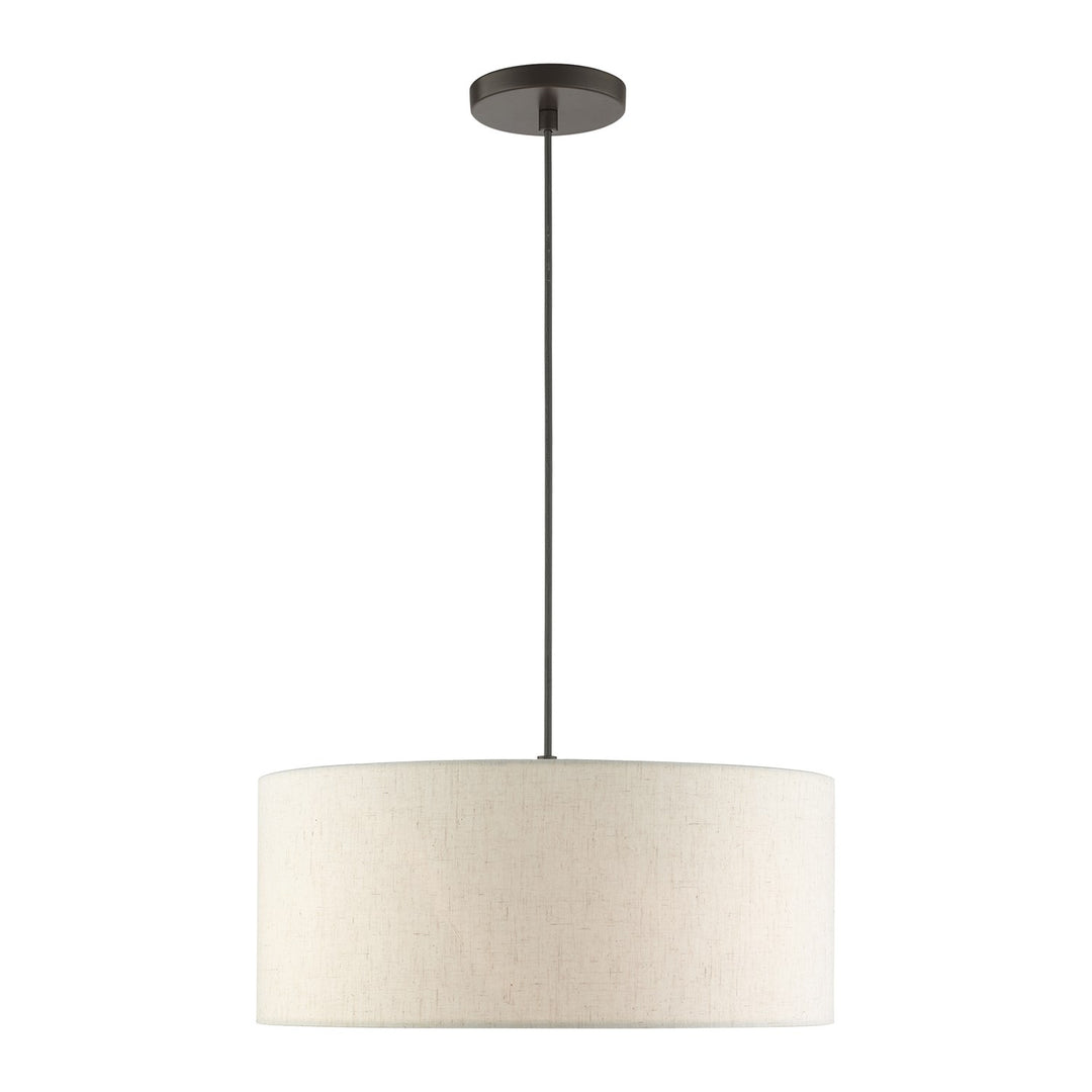 3 Light English Bronze Drum Pendant