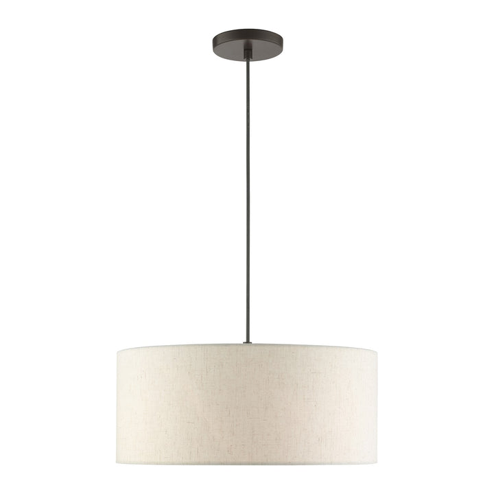 3 Light English Bronze Drum Pendant