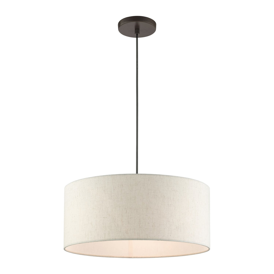 3 Light English Bronze Drum Pendant
