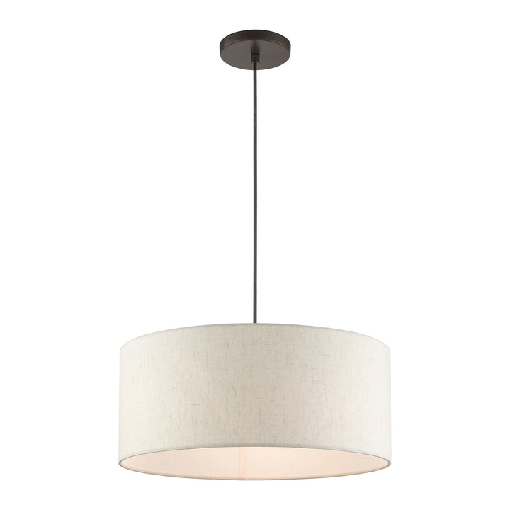 3 Light English Bronze Drum Pendant