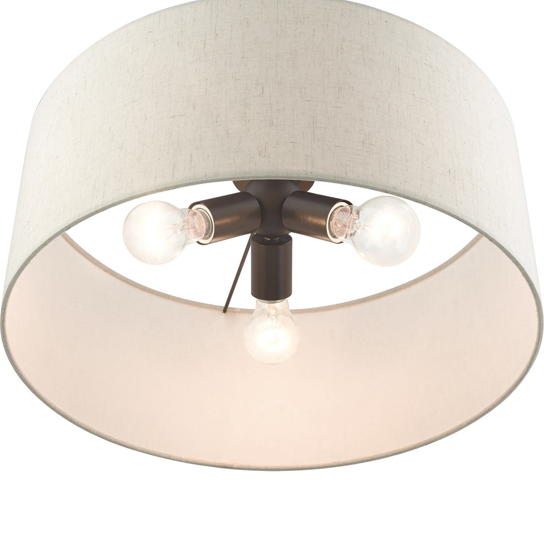 3 Light English Bronze Drum Pendant