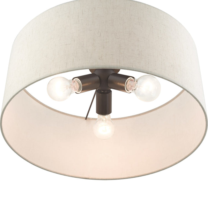 3 Light English Bronze Drum Pendant