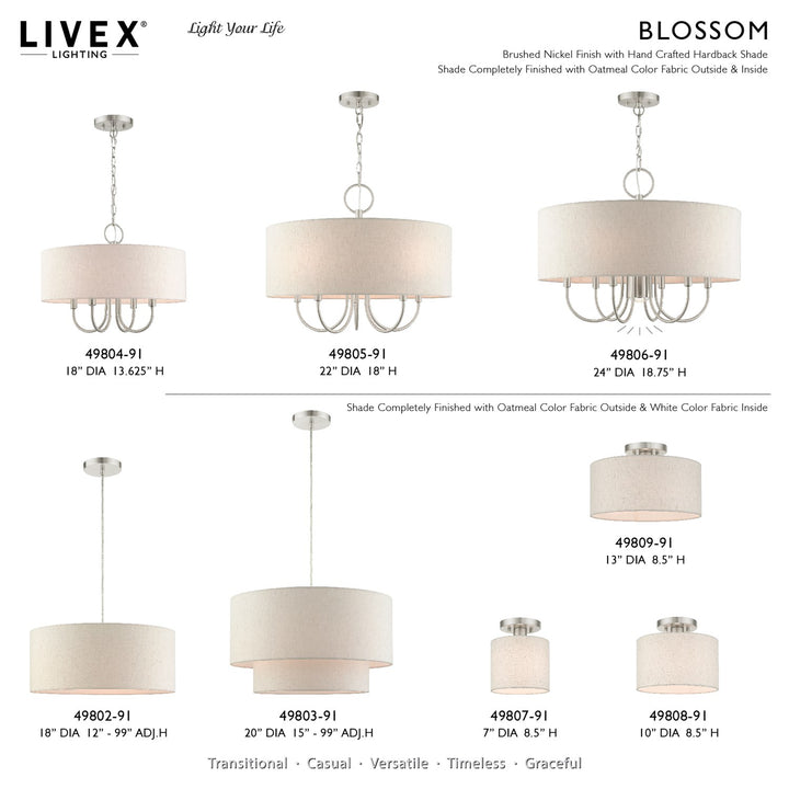 1 Light Brushed Nickel Semi Flush