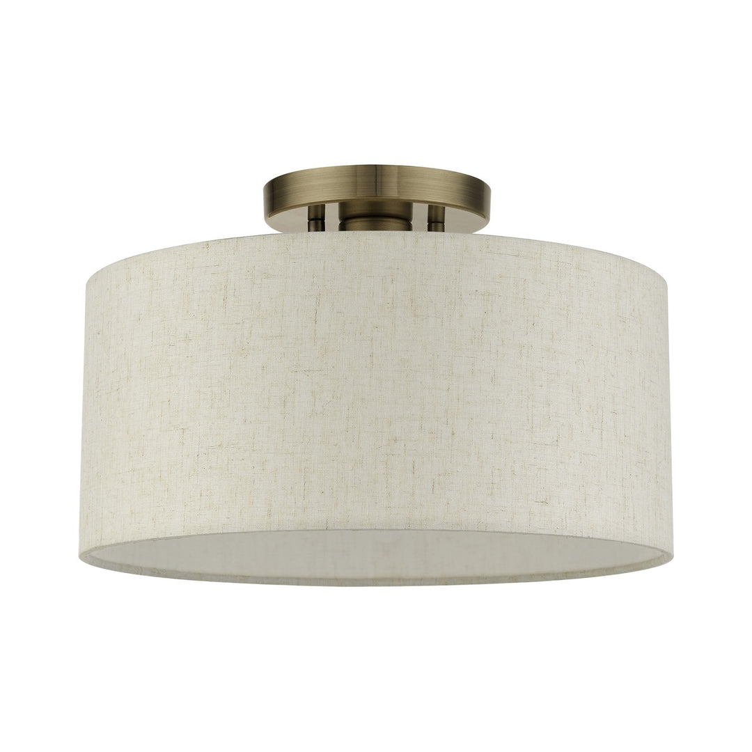 1 Light Antique Brass Semi Flush
