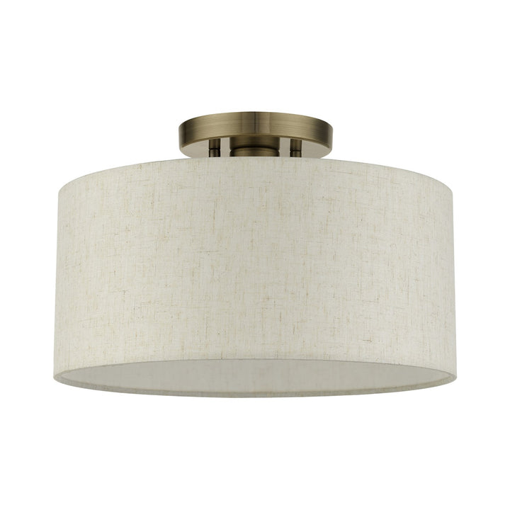 1 Light Antique Brass Semi Flush