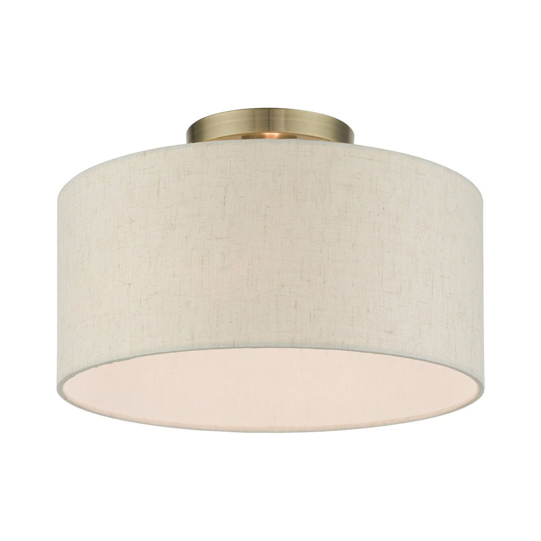 1 Light Antique Brass Semi Flush