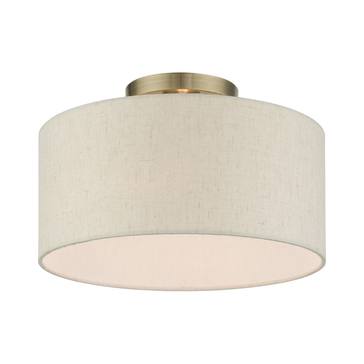1 Light Antique Brass Semi Flush