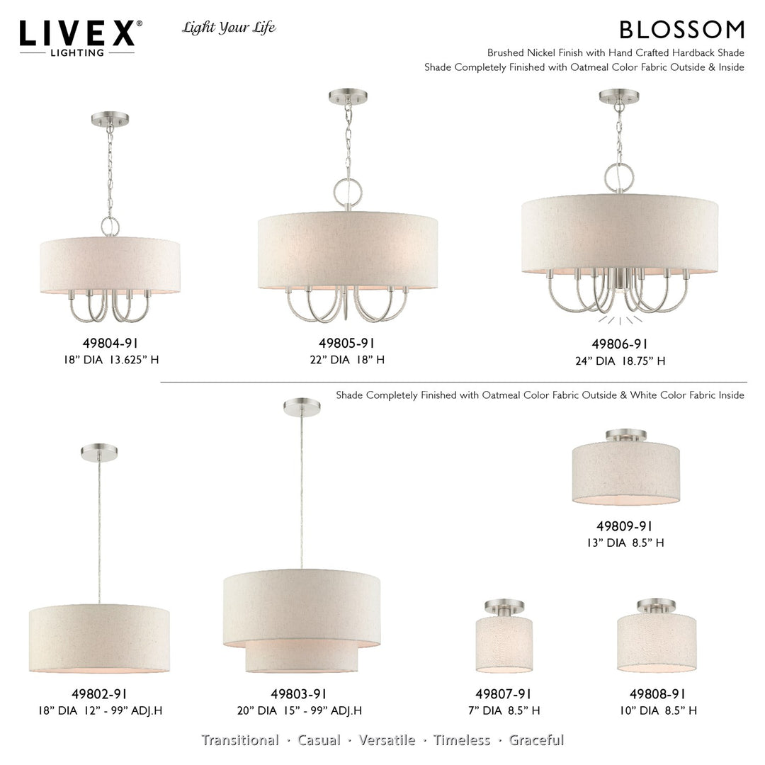1 Light Brushed Nickel Semi Flush
