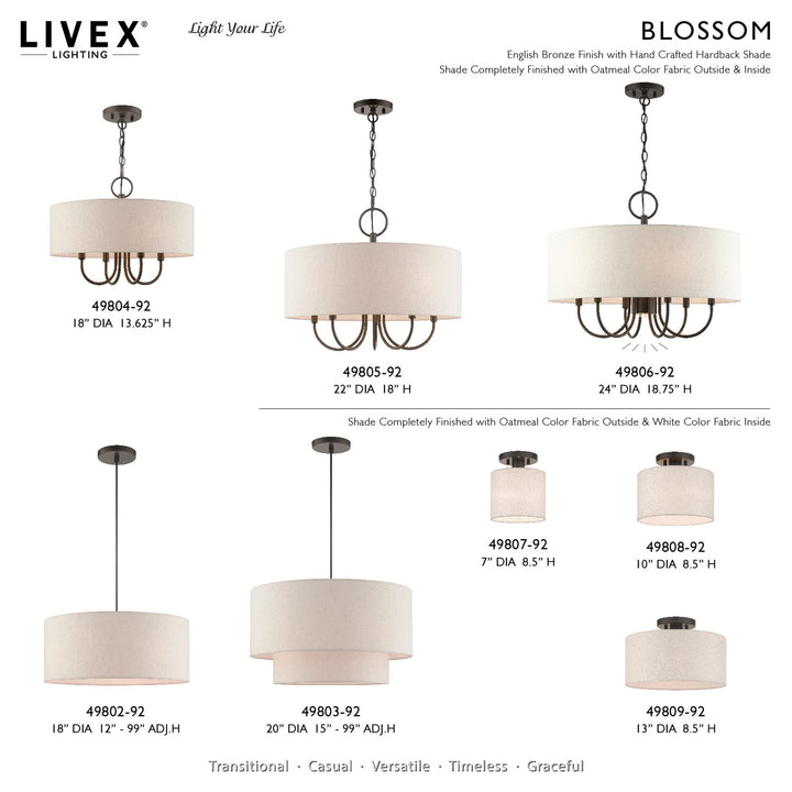 1 Light English Bronze Semi Flush