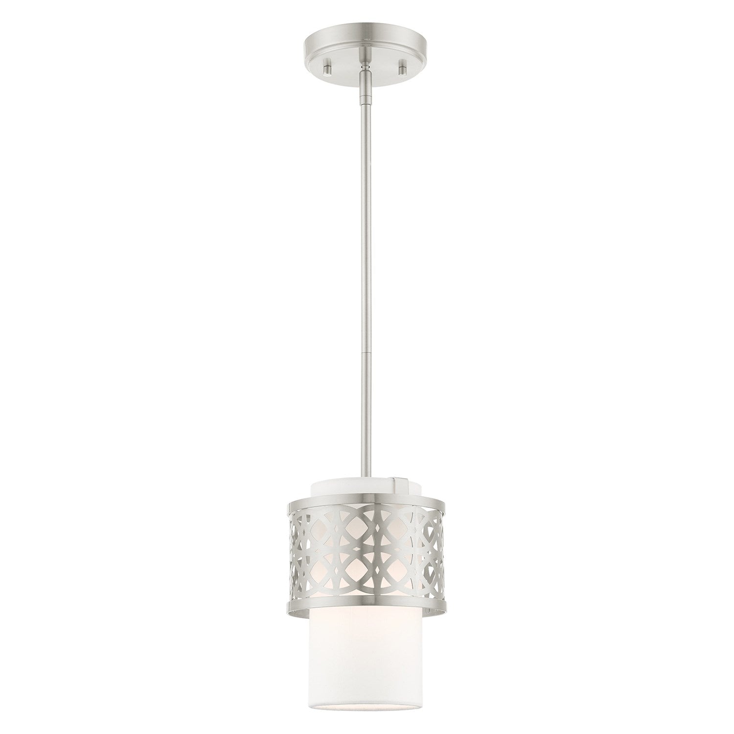 1 Light Brushed Nickel Single Pendant by Livex Lighting