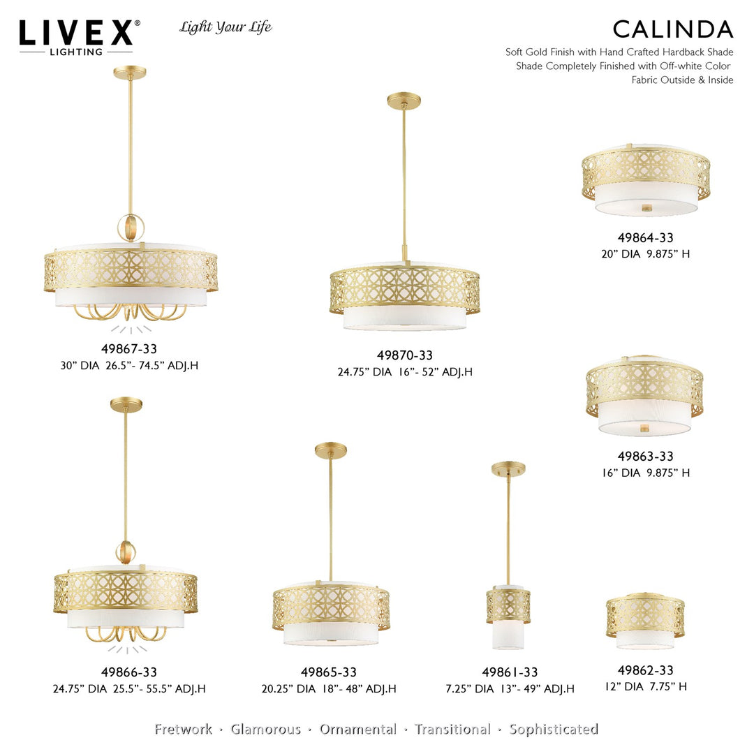 4 Light Soft Gold Semi Flush