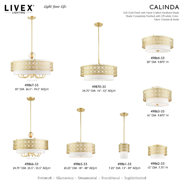 4 Light Soft Gold Semi Flush