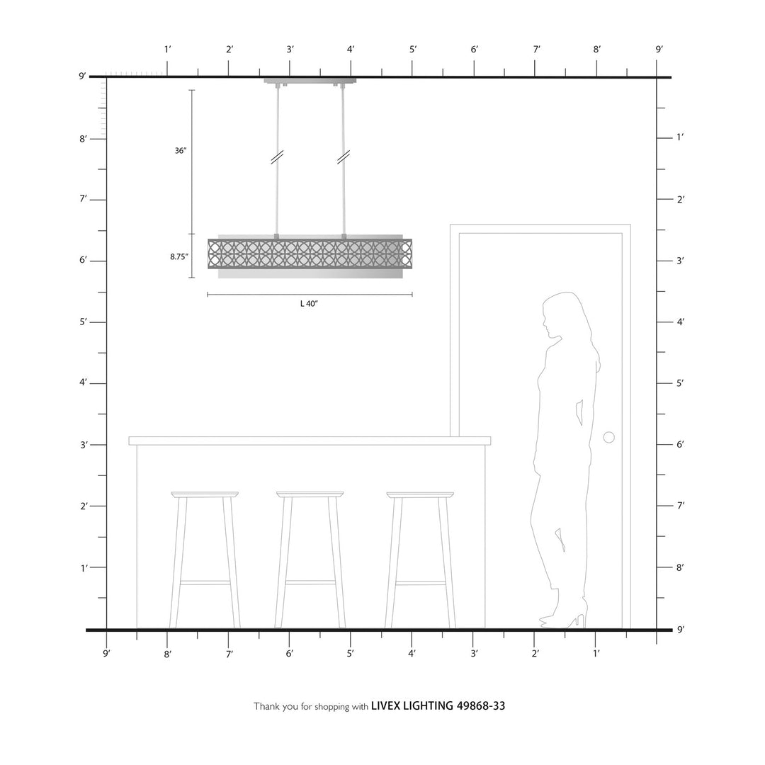 6 Light Soft Gold Linear Chandelier