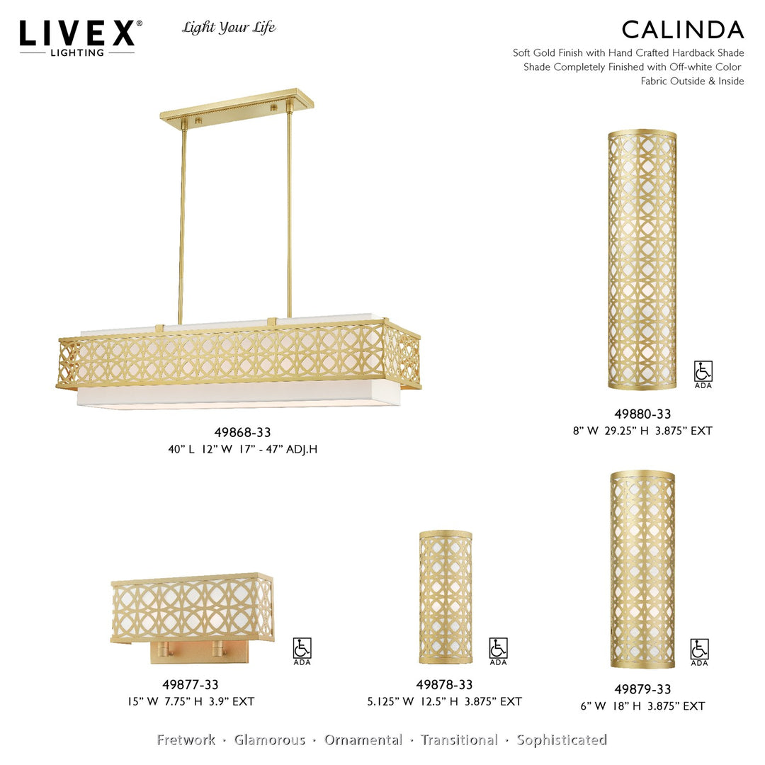 6 Light Soft Gold Linear Chandelier