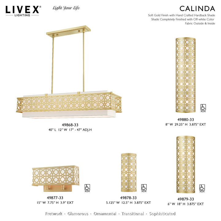 6 Light Soft Gold Linear Chandelier