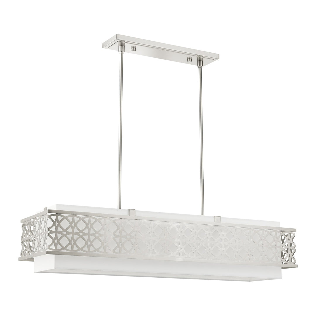 6 Light Brushed Nickel Linear Chandelier