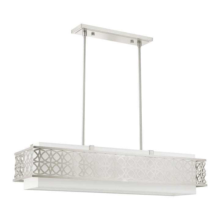 6 Light Brushed Nickel Linear Chandelier