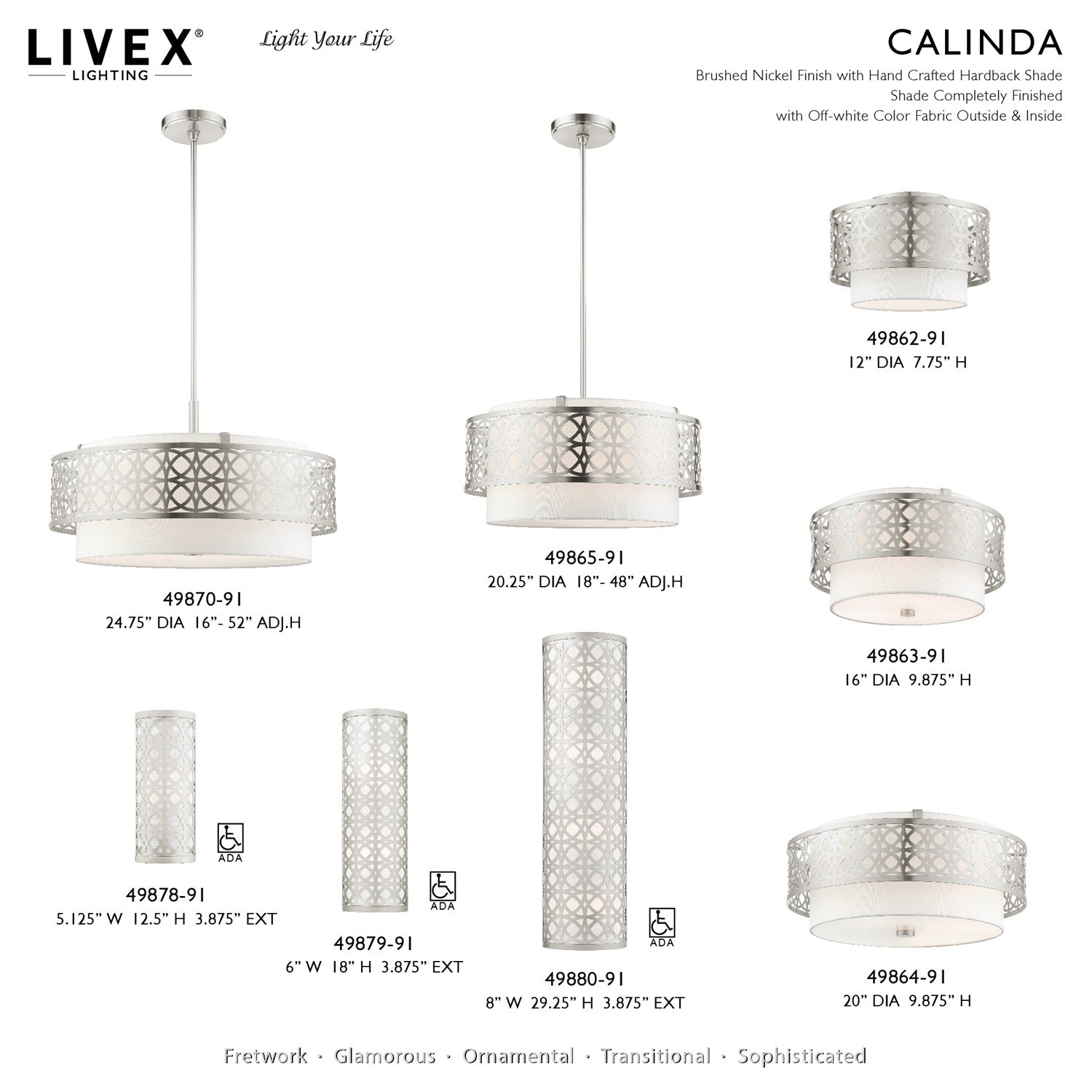 1 Light Brushed Nickel Ada Single Sconce