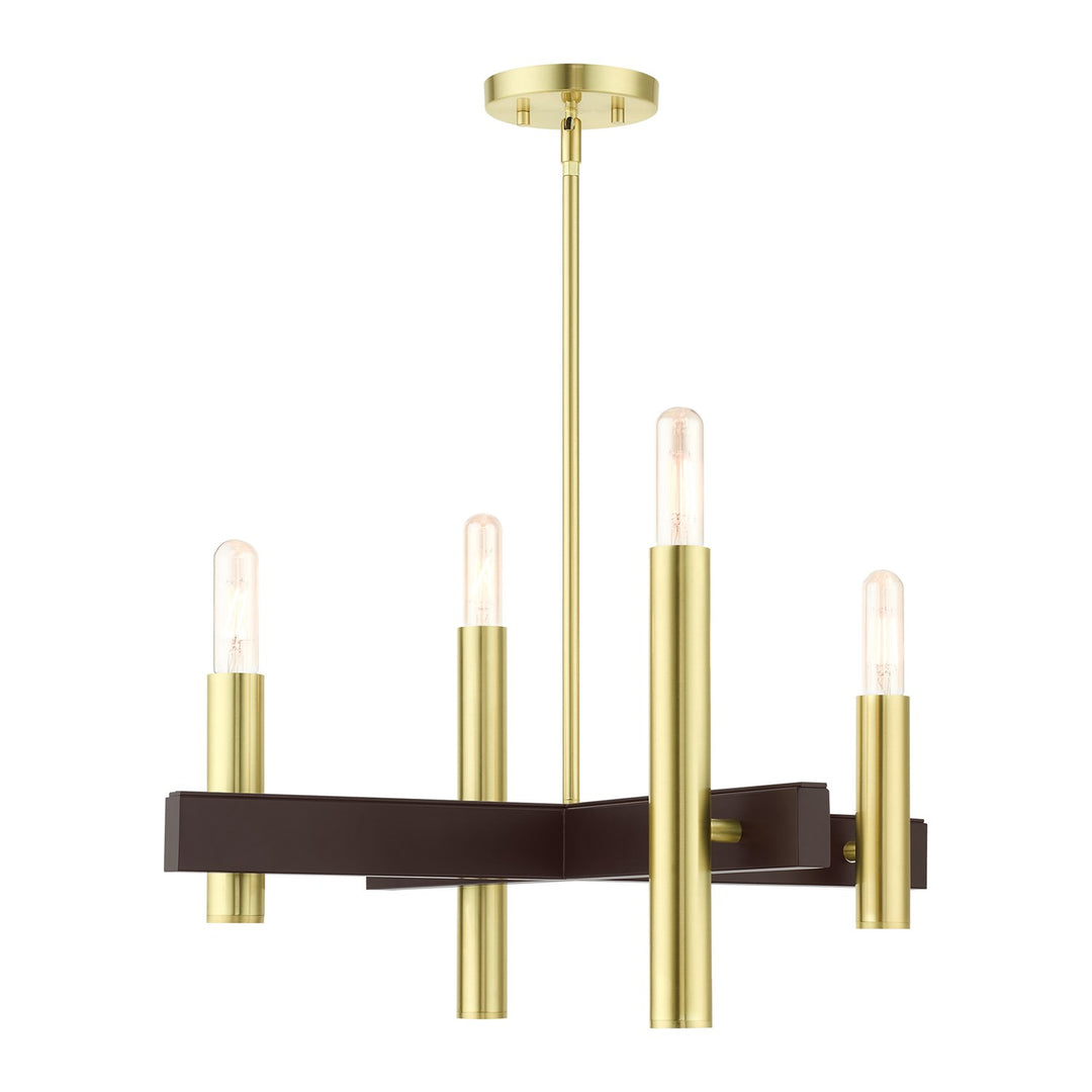 4 Light Satin Brass Chandelier by Livex Lighting
