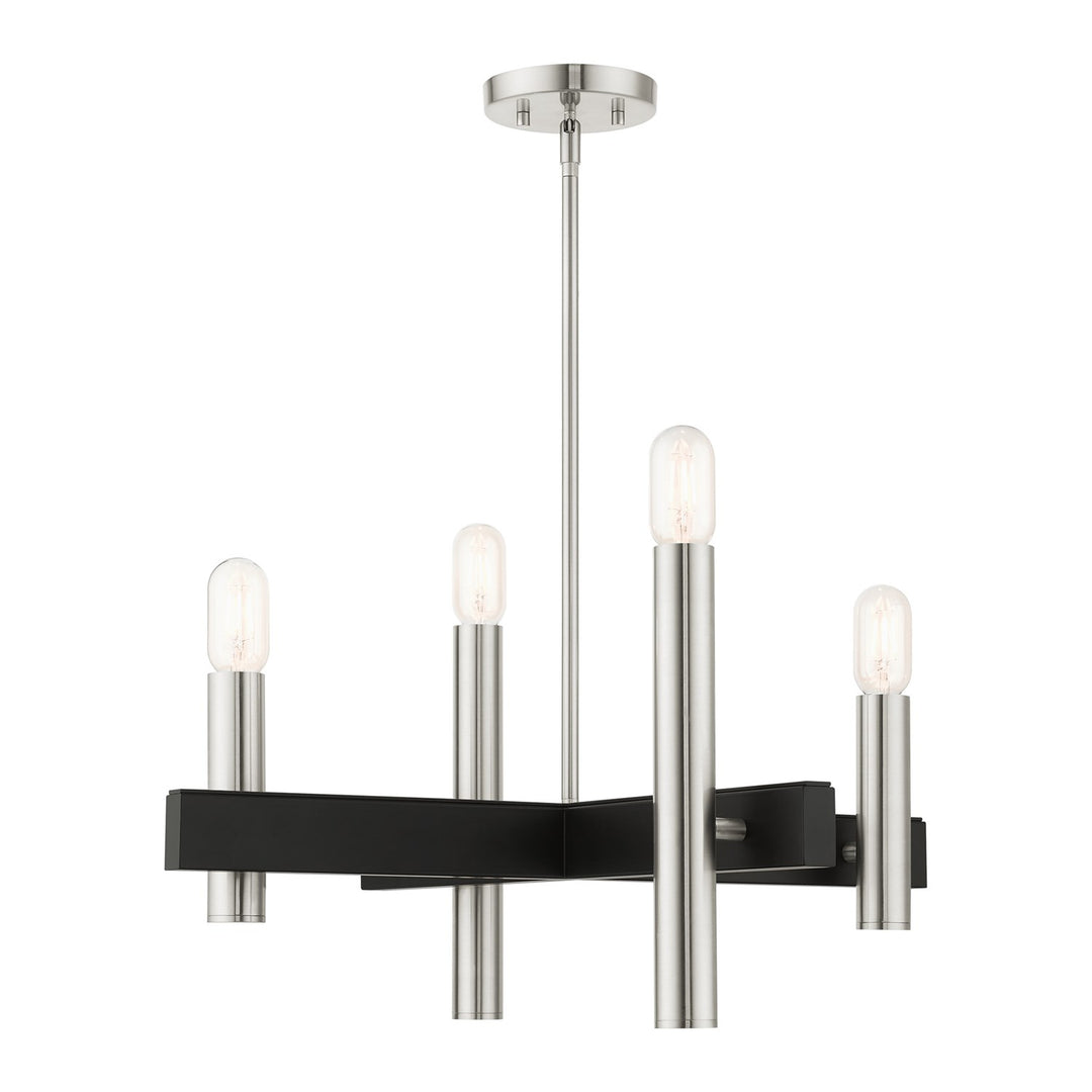 4 Light Brushed Nickel Chandelier by Livex Lighting