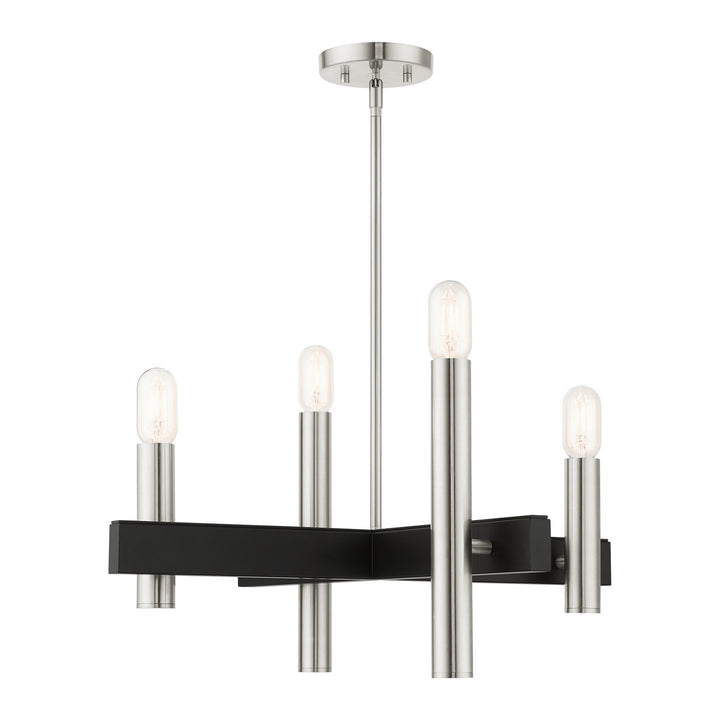4 Light Brushed Nickel Chandelier by Livex Lighting
