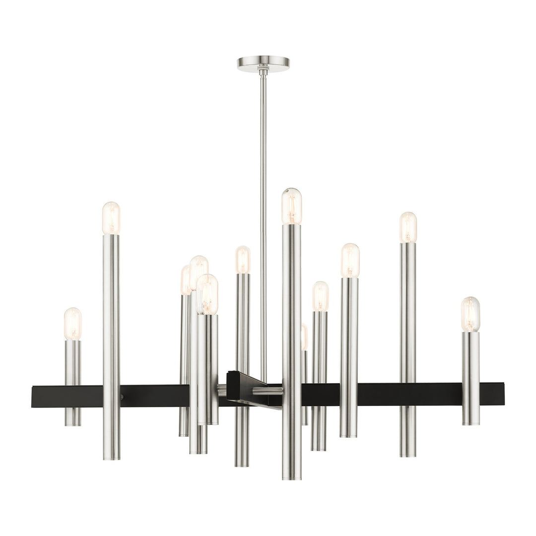12 Light Brushed Nickel Chandelier by Livex Lighting