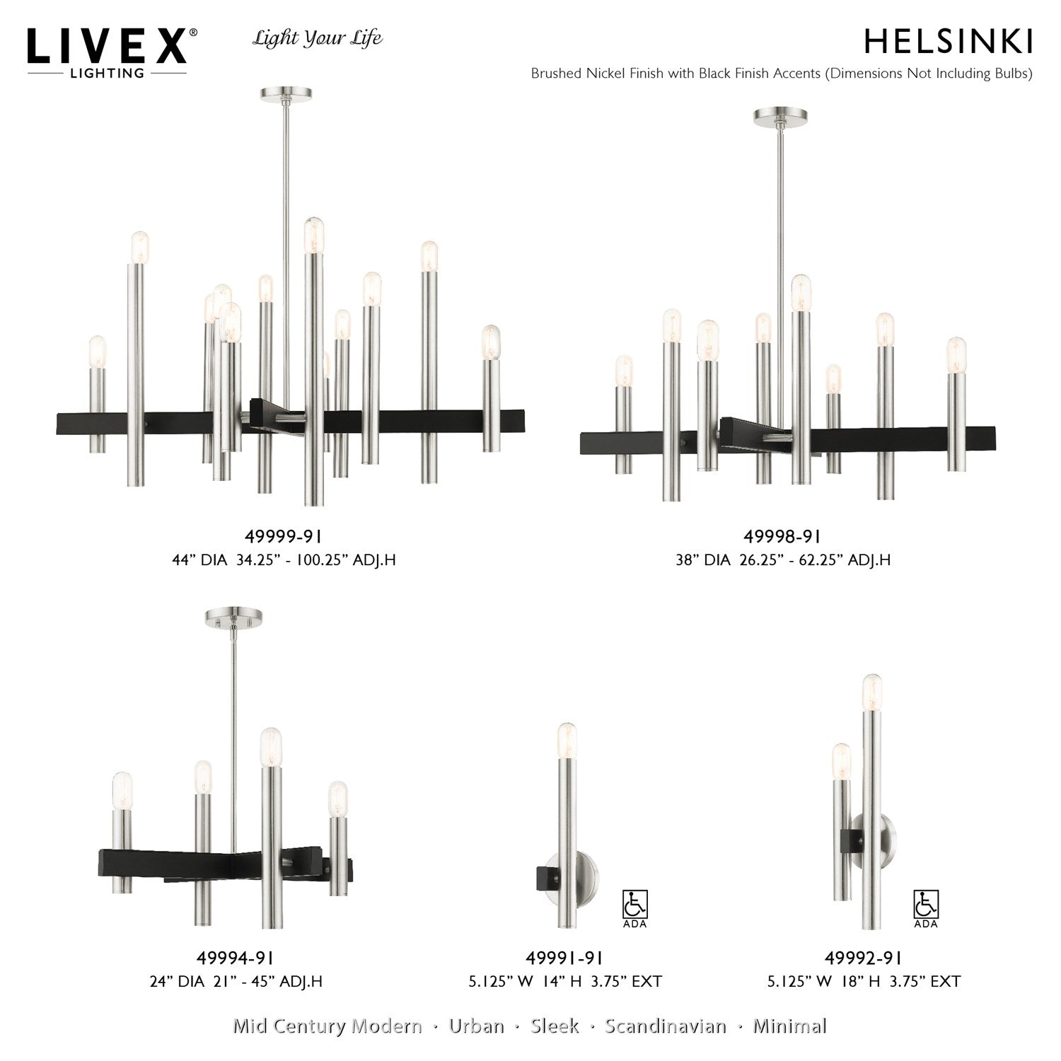 12 Light Brushed Nickel Chandelier