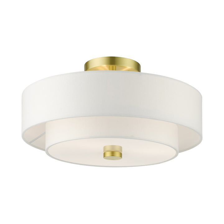 3 Light Satin Brass Semi Flush
